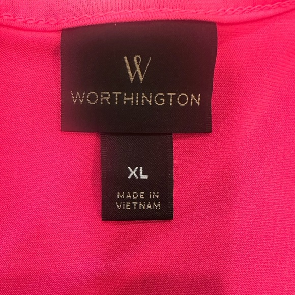 Worthington Sleeveless Top Hot Pink Ruffle Front Back Zipper Womens Size XL - Picture 7 of 10